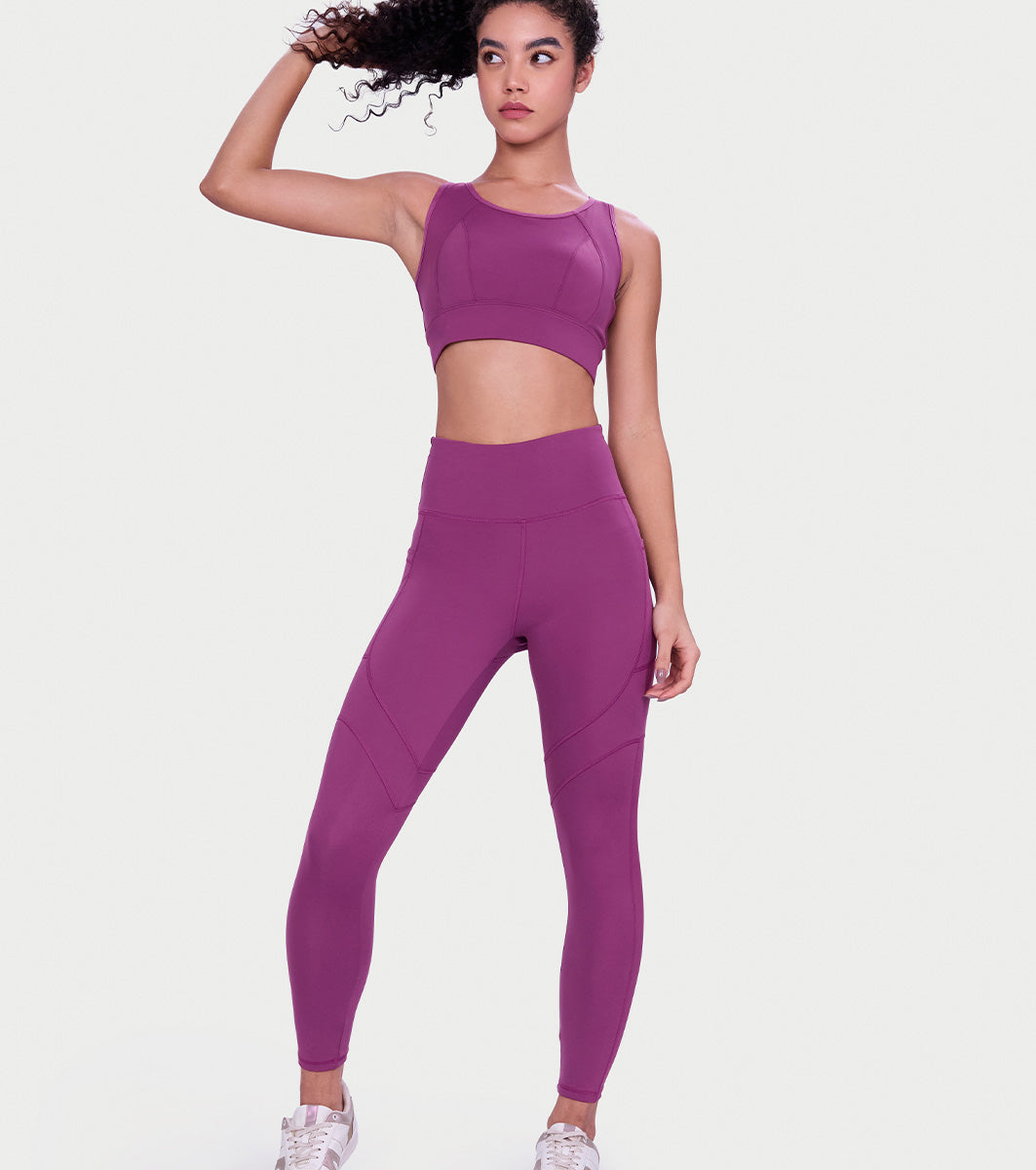 Enamor 7/8th length Dry Fit High Waist Workout Leggings For Women - Held in Fit - A610 (Damson)