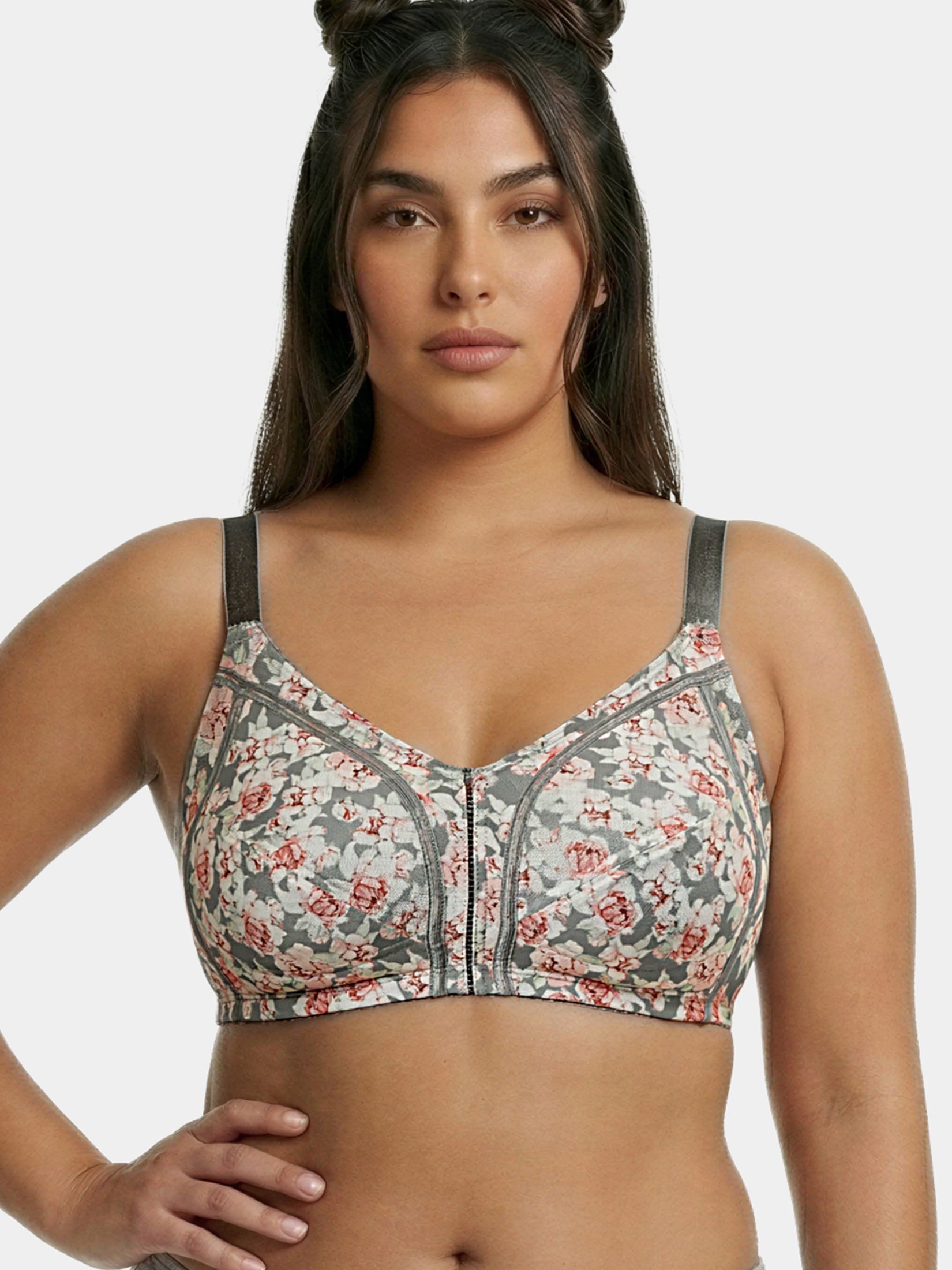 Enamor Innovations Transform M-Frame, Contour Superlift, Jiggle control  Full Support Women's  Bra - Non Padded, Wirefree, Full Coverage - F097 (Available in Plus Sizes) (Midnight Peony Print)