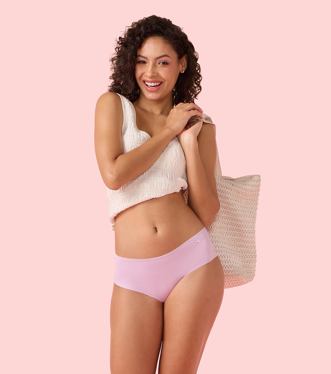 Enamor Innovations Invisi, All Day Comfort, Mid Waist Hipster Panty for Women - Free Cut, Full Coverage - PH40 (Fair Orchid)