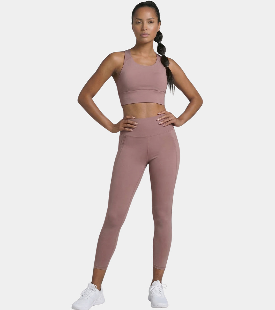 Enamor High rise 7/8th length Adjustable drawstring Workout leggings For Women - Hugged Fit, Quick Dry, Antimicrobial - A605 (Twilight Mauve)