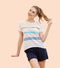 Enamor E3S5 High Low Tee Stripe - Short Sleeve Crew Neck Stretch Cotton Tee with Stylish Stripes
