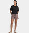 Enamor Drawstring Mid Thigh Length Mid Rise Basic Shorts - Relaxed Fit, Super Soft Cotton - E062 (Coastal Print)