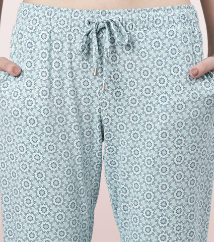 Shop-In Pants - Tapered Lounge Pants With Self Fabric Drawstring With Metal Ends | E048