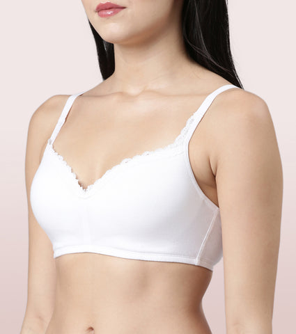Enamor Smoothening Balconette Cotton T-shirt Bra for Women- High Coverage, Padded and Wirefree