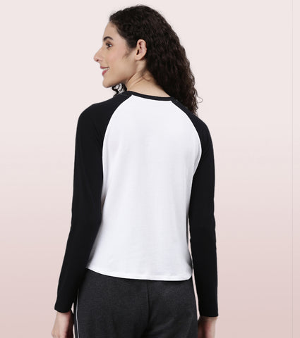 Enamor Long Sleeve Tee | Crew Neck Raglan Tee For Women | E307