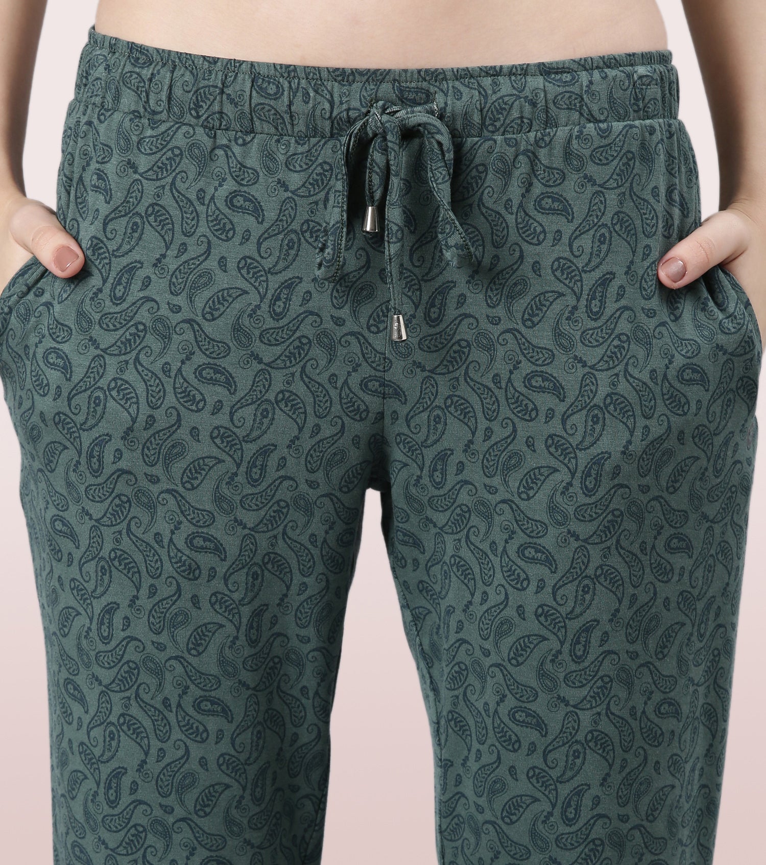 Shop-In Pants - Tapered Lounge Pants With Self Fabric Drawstring With Metal Ends | E048