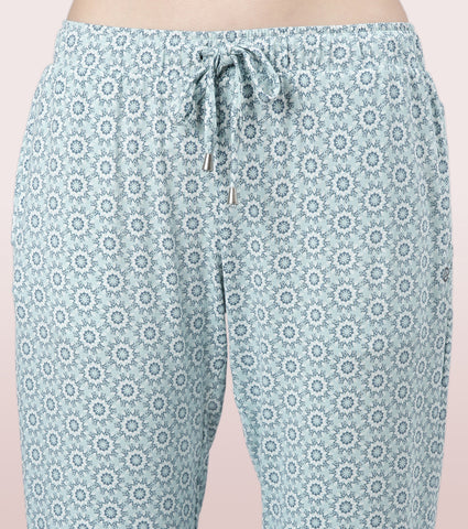 Shop-In Pants - Tapered Lounge Pants With Self Fabric Drawstring With Metal Ends | E048