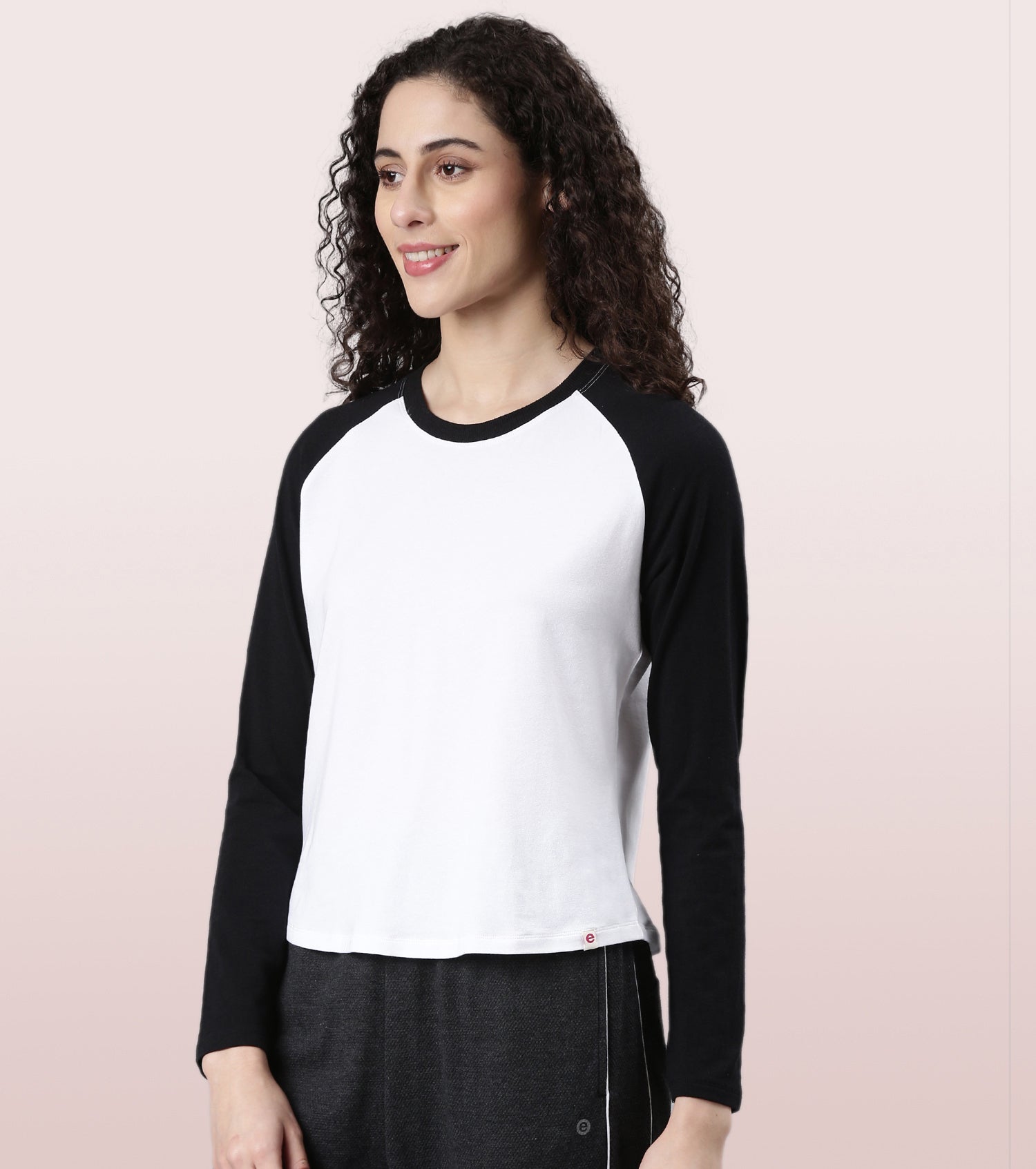 Enamor Long Sleeve Tee | Crew Neck Raglan Tee For Women | E307