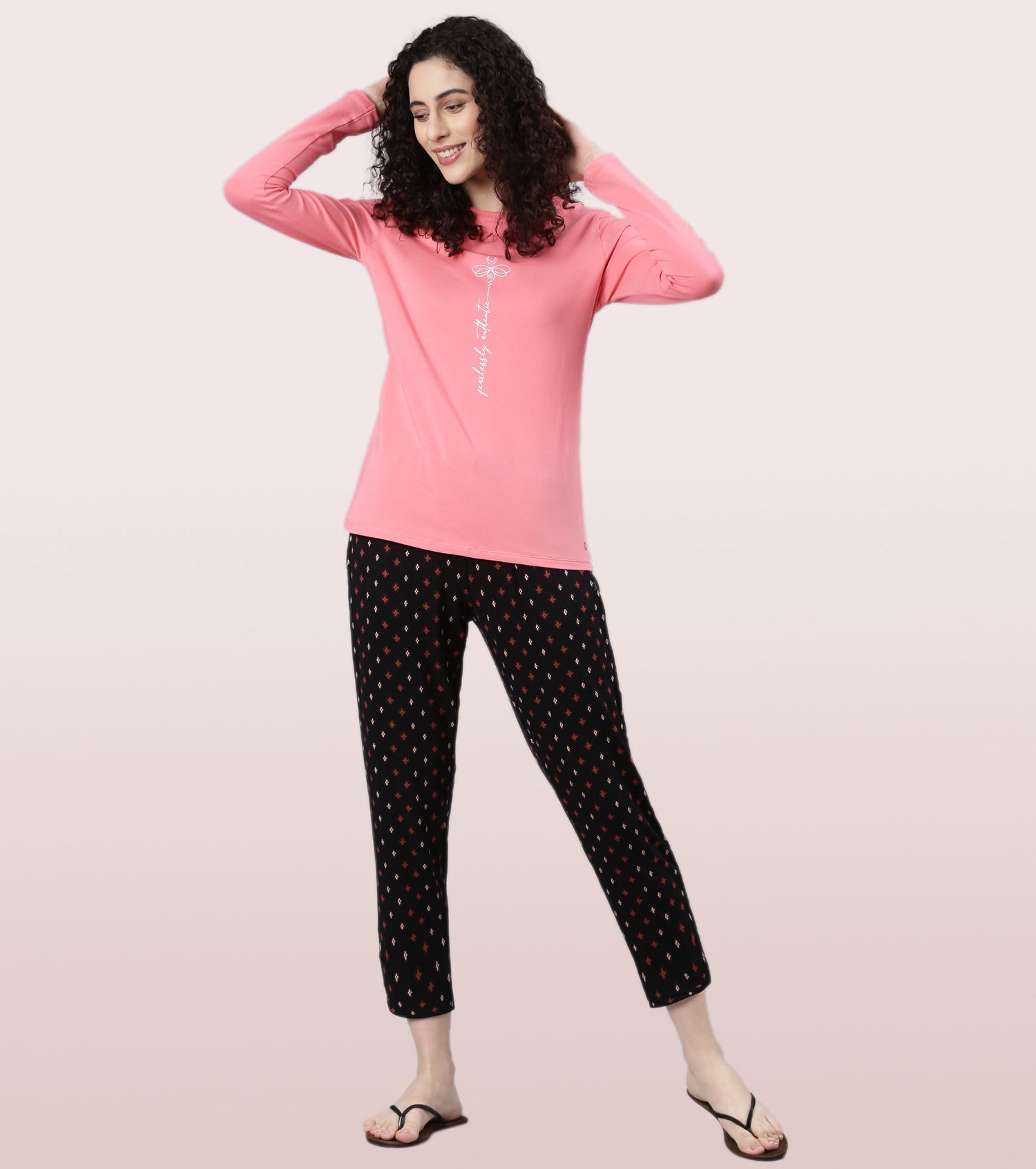 Long Sleeve Basic Crew Tee – Graphic Print | Crew Neck Basic Stretch Cotton Tee | E157