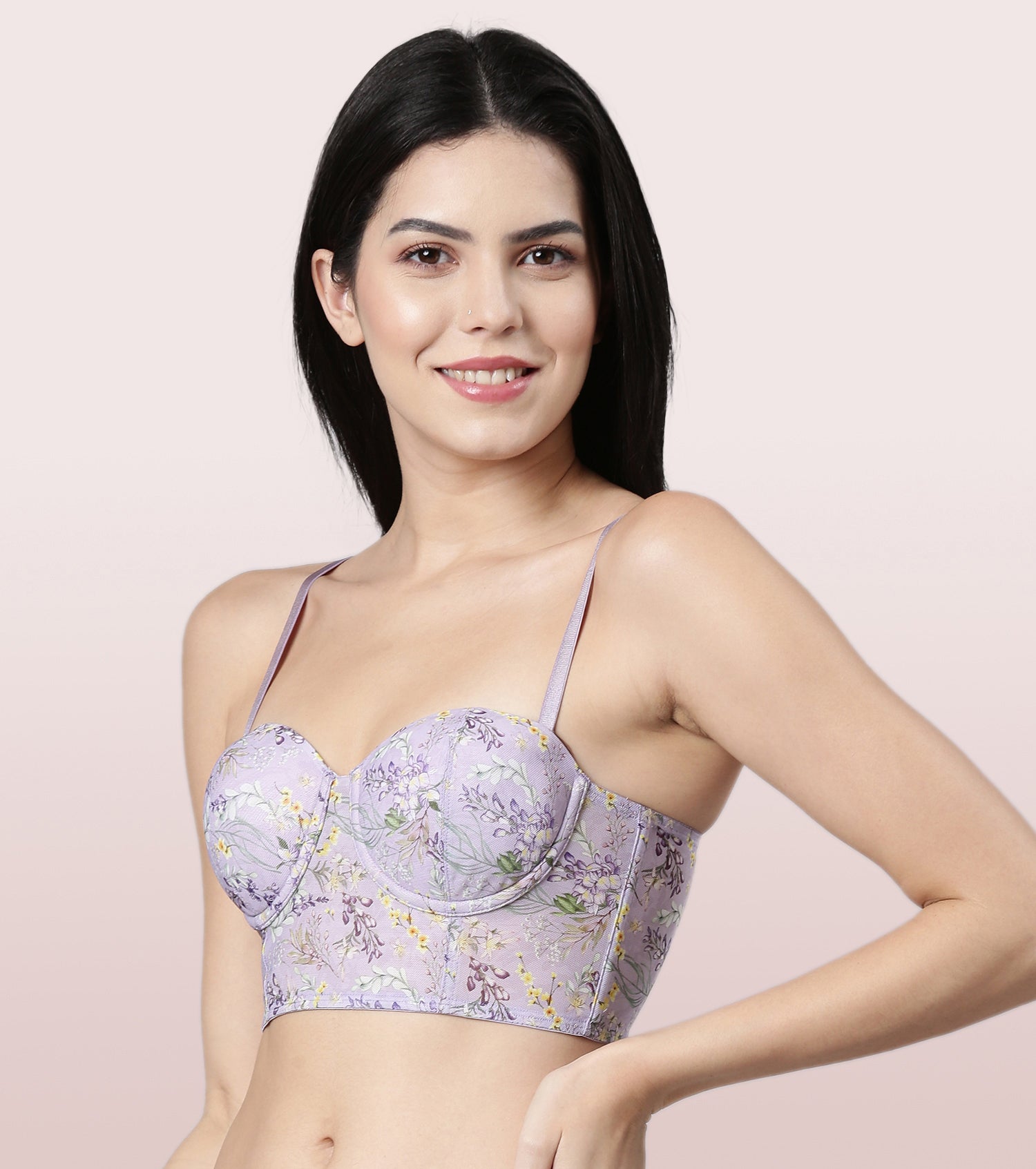 Enamor F130
FLEXI LIGHT PRINTED BUSTIER BRA
PADDED  WIRED  HIGH COVERAGE