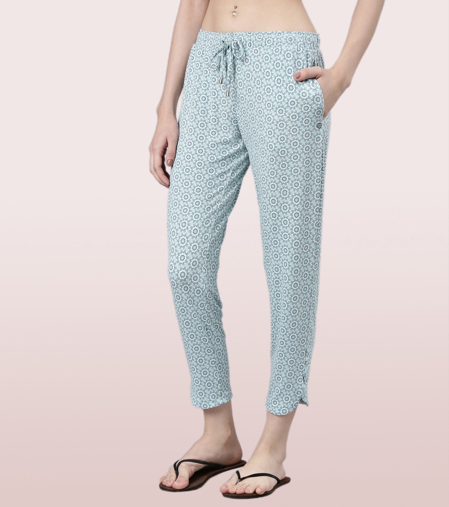 Shop-In Pants - Tapered Lounge Pants With Self Fabric Drawstring With Metal Ends | E048