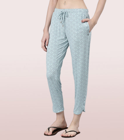Shop-In Pants - Tapered Lounge Pants With Self Fabric Drawstring With Metal Ends | E048
