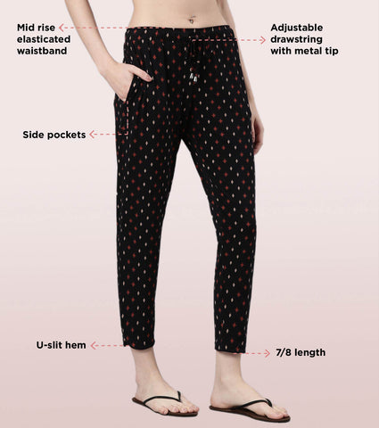Shop-In Pants - Tapered Lounge Pants With Self Fabric Drawstring With Metal Ends | E048