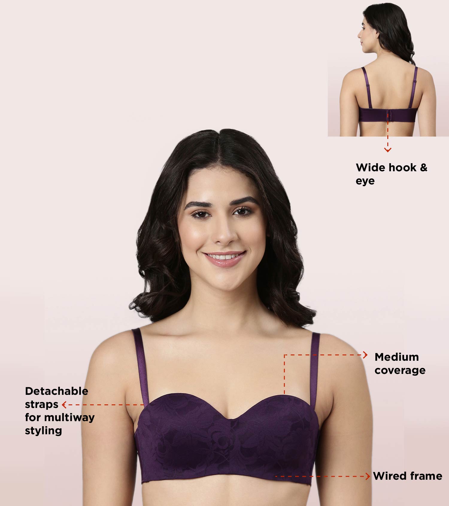 Buy Enamor F074 Full Figure Strapless and Multi-Way Bra for Women- Medium  Coverage, Padded and Wired Online at Best Prices in India - JioMart.