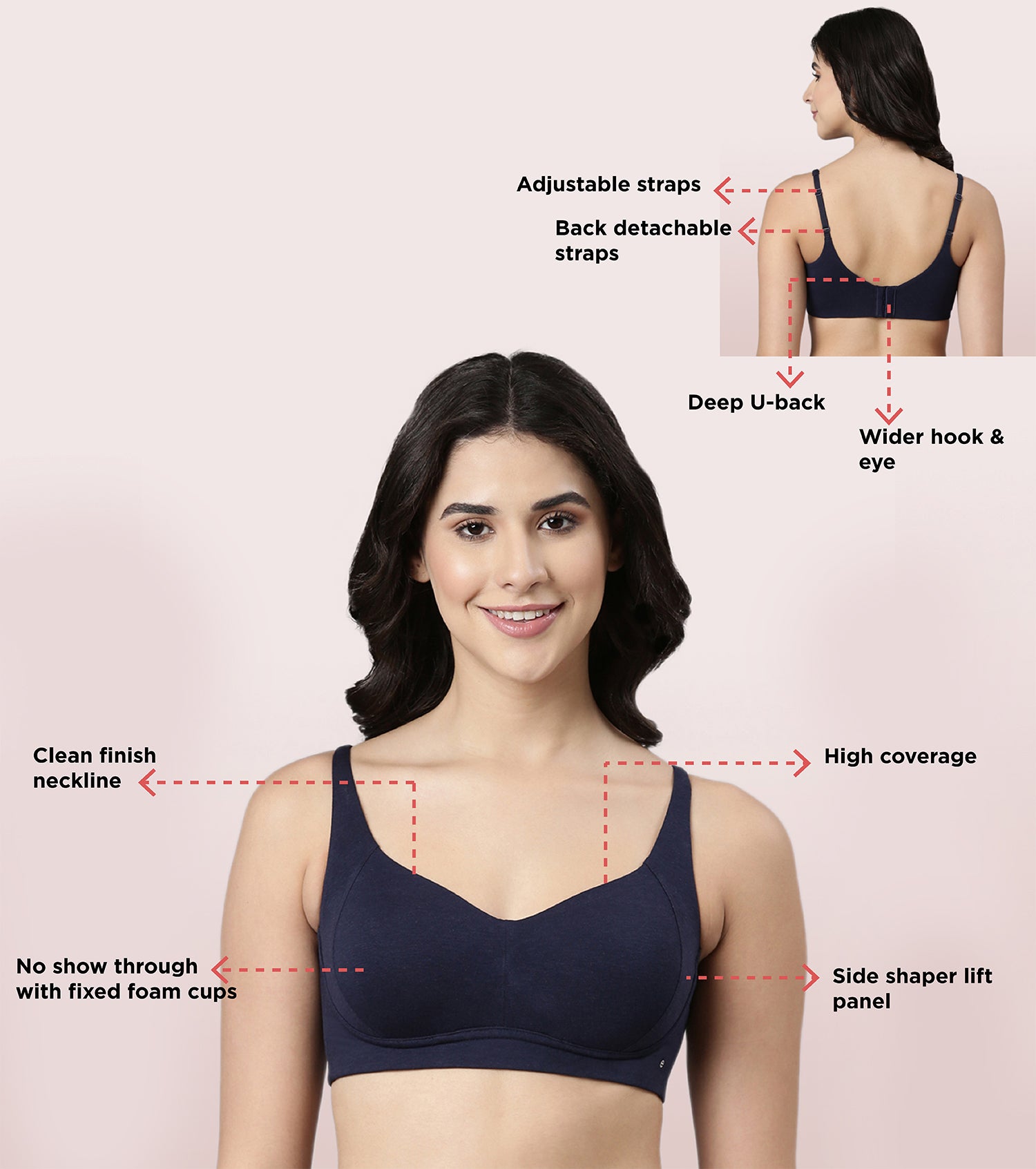 Enamor Innovative Bamboo Fabric Full Support Bra For Women | Eco-Friendly Bamboo Fabric For All Day Freshness