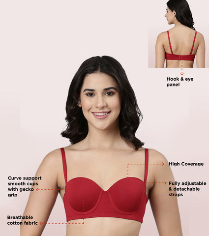 Enamor Multiway Bra For Women | High Coverage Cotton Strapless Bra For No Spill Coverage | A078Enamor Multiway Bra For Women | High Coverage Cotton Strapless Bra For No Spill Coverage | A078