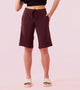 Enamor Mid Rise Knee length Drawstring Closure City Shorts For Women - Slim Fit, Soft and Breathable Cotton - E044 (Choco Fudge)