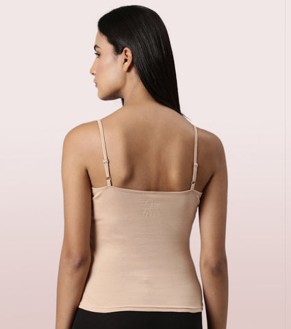 "Enamor E016  Flat Back Slim Fit Rib Camisole With Regular Length Regular Length"