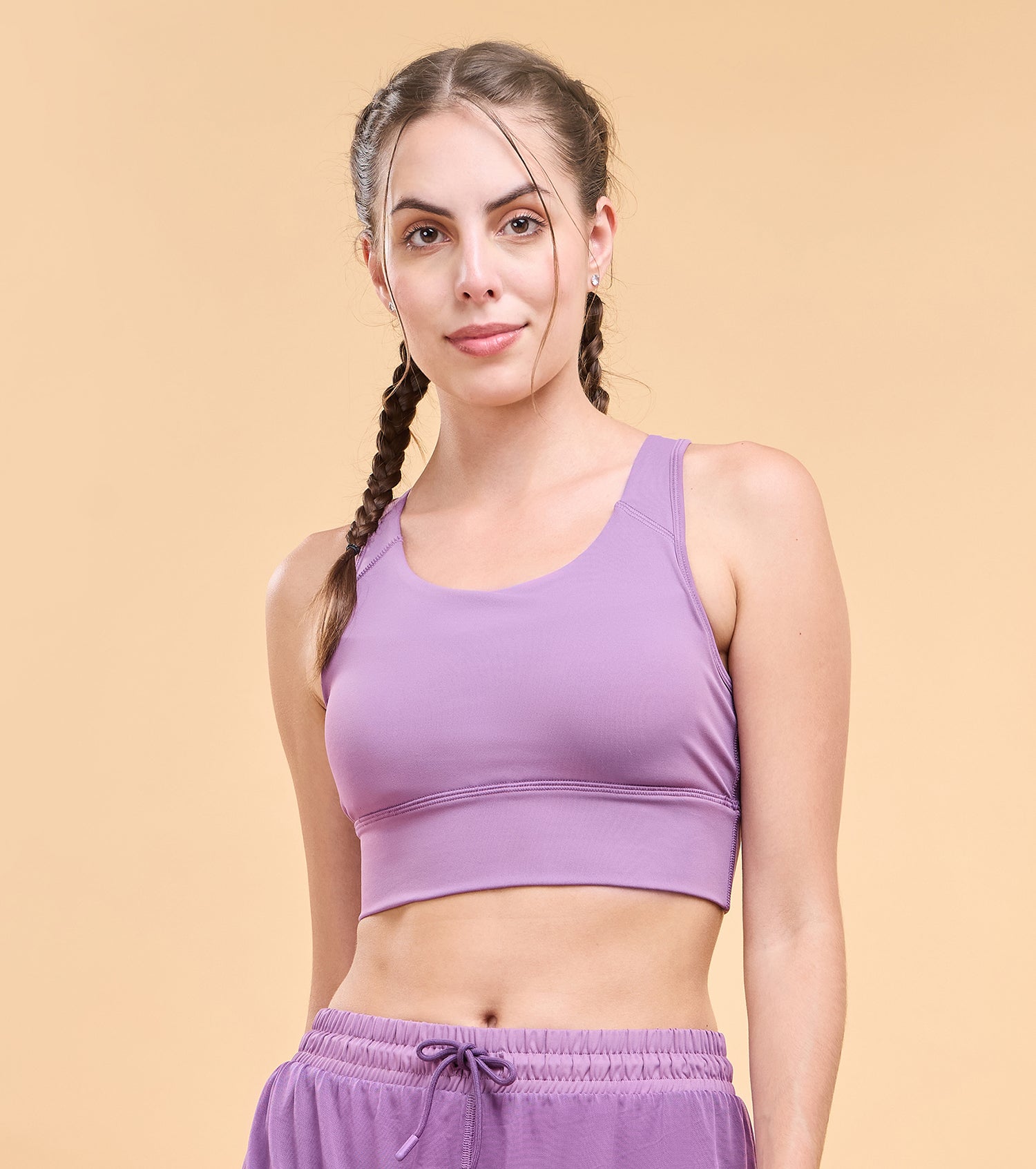 Enamor Wide Straps Seamed T-back Basic Workout Sports Bra - Quick Dry, Antimicrobial, Removable Padding, Non-Wired, Full Coverage - A202 (Olive Night)