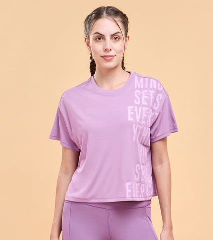 Enamor A311 Crop Graphic Tee - Relaxed Fit Crop T-Shirt with Inspirational Graphic