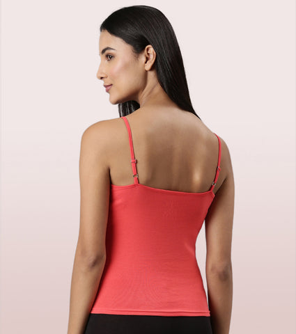"Enamor E016  Flat Back Slim Fit Rib Camisole With Regular Length Regular Length"