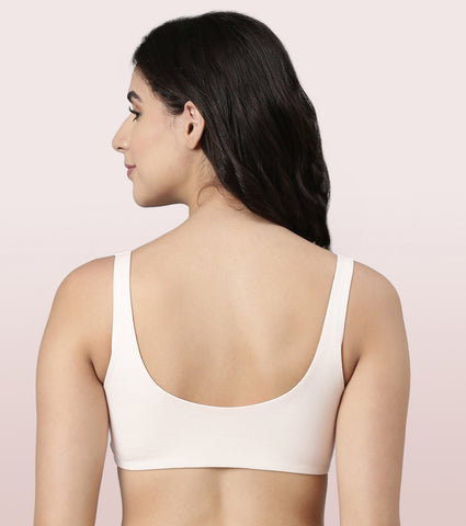 Enamor BambooBliss A076 Ultimate Softness Innovation Bamboo Cotton Lounge Slip-on T-shirt Bra for Women with Removable Pads- High Coverage, Padded and Wirefree