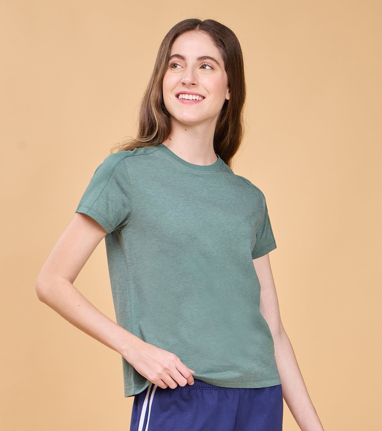 Enamor E306 Basic Cut and Sew Tee - Short Sleeve Cotton T-Shirt with Classic Cut & Sew Detail