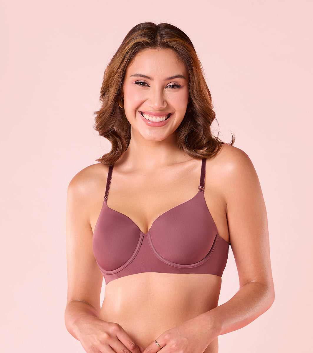 Enamor Innovations Ecolite, Smoother Perfect Lift Women's T-Shirt Bra - Crush Proof Cups, Padded, Wired, High Coverage - F057 (Toasted Mauve)
