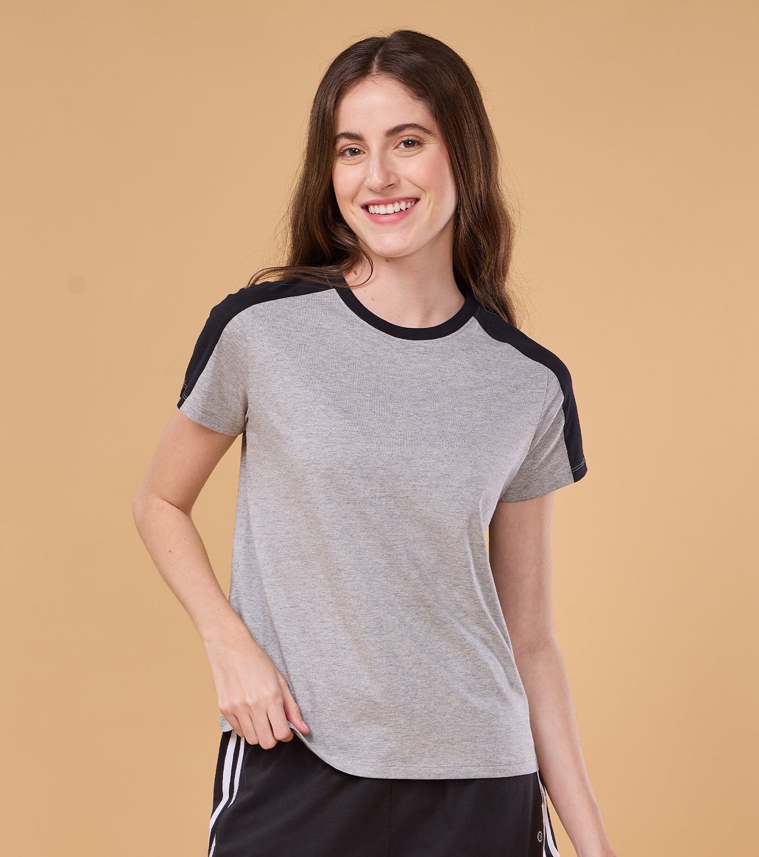 Enamor E306 Basic Cut and Sew Tee - Short Sleeve Cotton T-Shirt with Classic Cut & Sew Detail