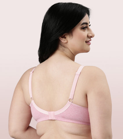 Enamor M-FrameJiggle Control Full Support Stretch Cotton Bra For Women - Non-Padded, Non-Wired Bra With Cooling Cotton Fabric | Orchid Melange | AB75