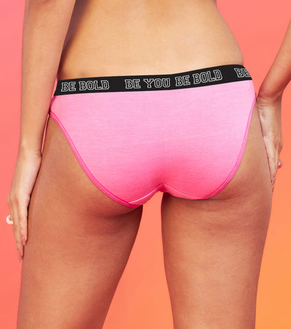 Enamor XO Mid-Rise Candy Pink Solid Bikini Panty