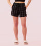 Enamor Mid Rise Mid Thigh Length Adjustable drawstring Hangout Shorts For Women - Relaxed Fit, Soft & Light Cotton - E7A1 (Black / White Checks)