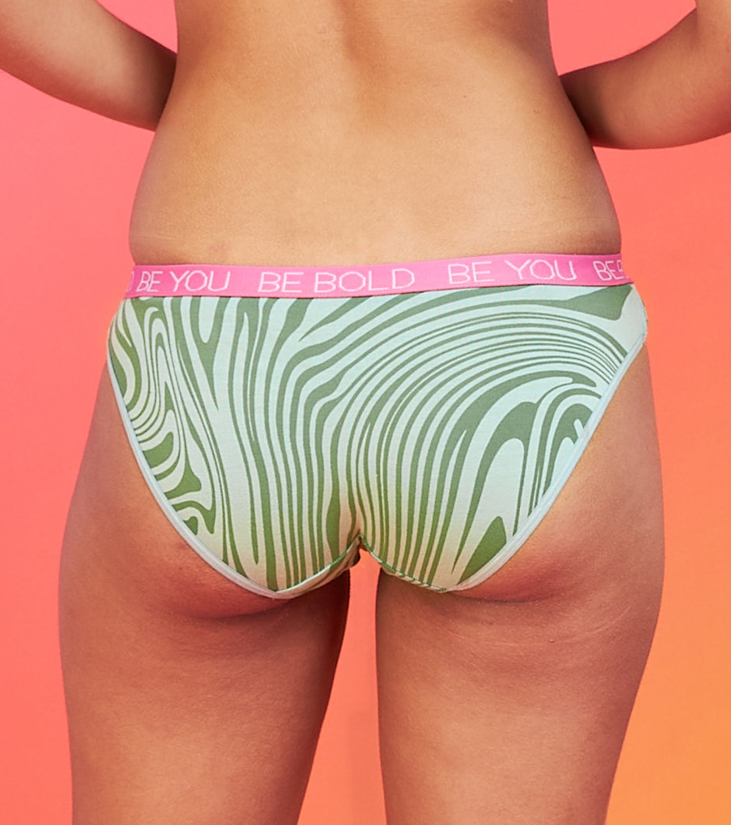 Enamor XO Mid-Rise Green Marble Solid Bikini Panty - Millie