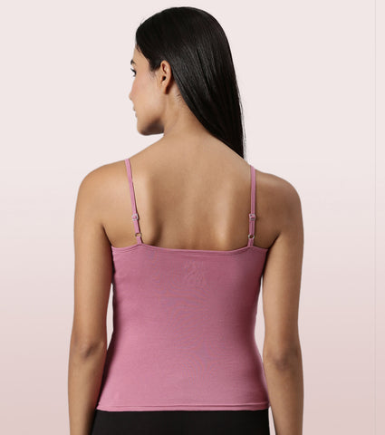 "Enamor E016  Flat Back Slim Fit Rib Camisole With Regular Length Regular Length"