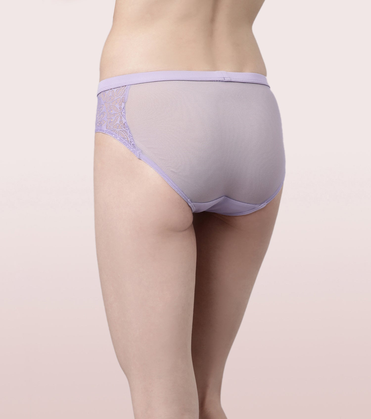 Enamor Mid Waist Hipster Co-Ordinate Panty For Women | Stretch Tulle Fabric  With Pretty Side Lace Detailing | P118 - Dusty Rose / M