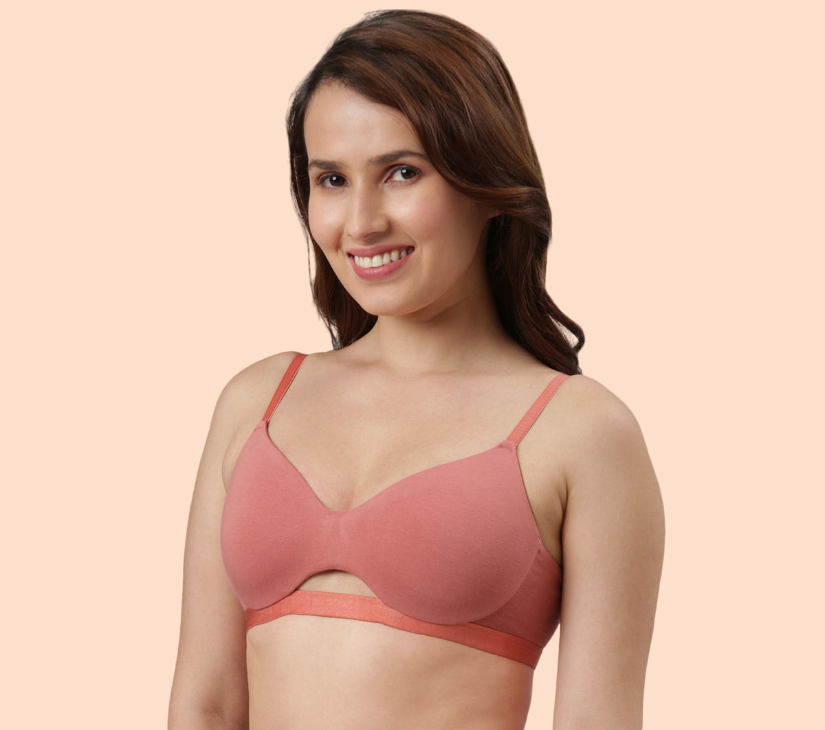 Enamor CloudSoft A032 Invisible Neckline Cotton T-shirt Bra for Women- Medium Coverage, Padded and Wirefree - Rosette