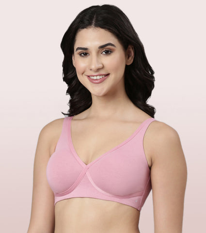 Enamor BambooBliss A076 Ultimate Softness Innovation Bamboo Cotton Lounge Slip-on T-shirt Bra for Women with Removable Pads- High Coverage, Padded and Wirefree