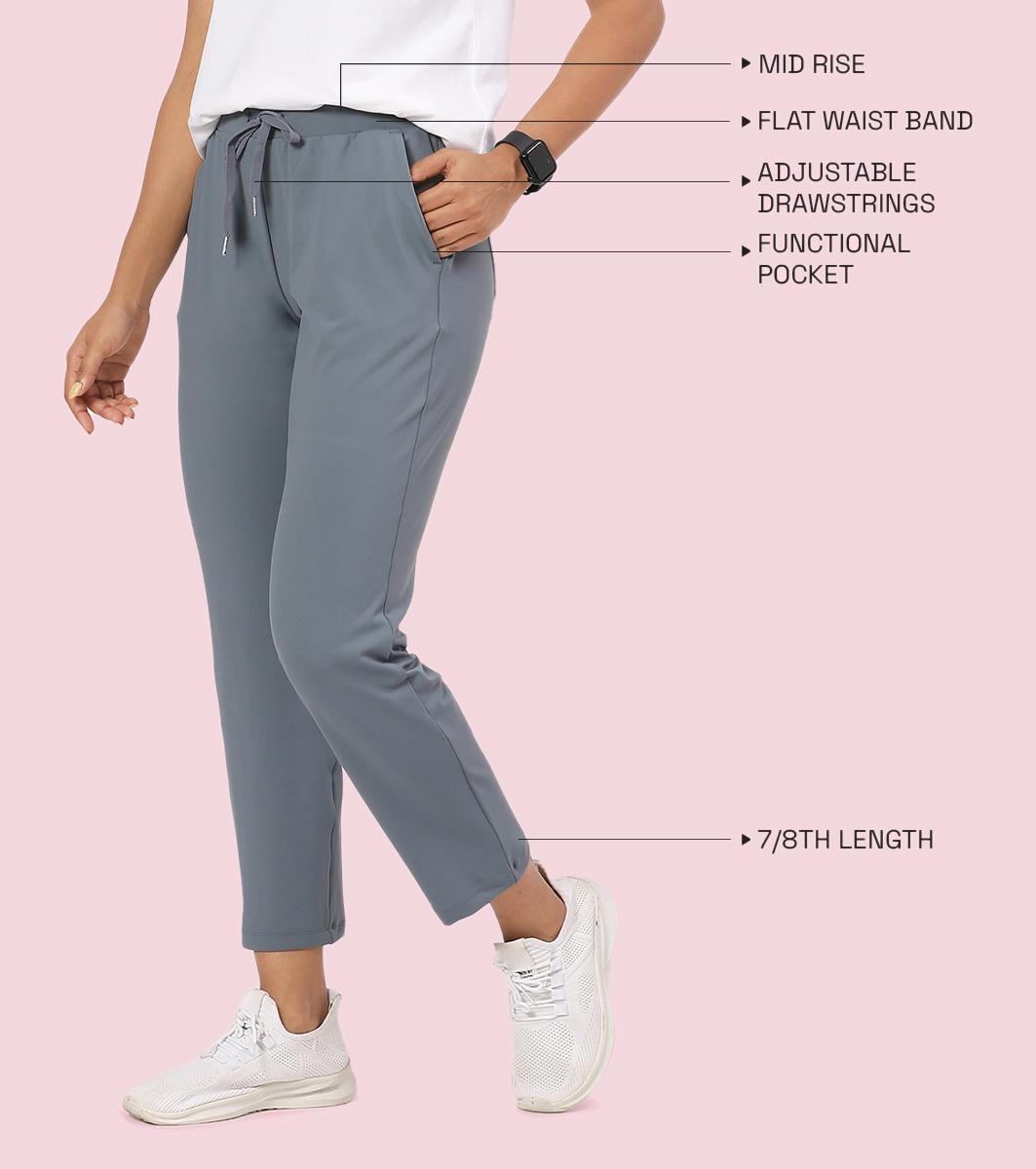 Enamor Mid Rise 7/8th length Drawstring Closure Travel Pants For Women