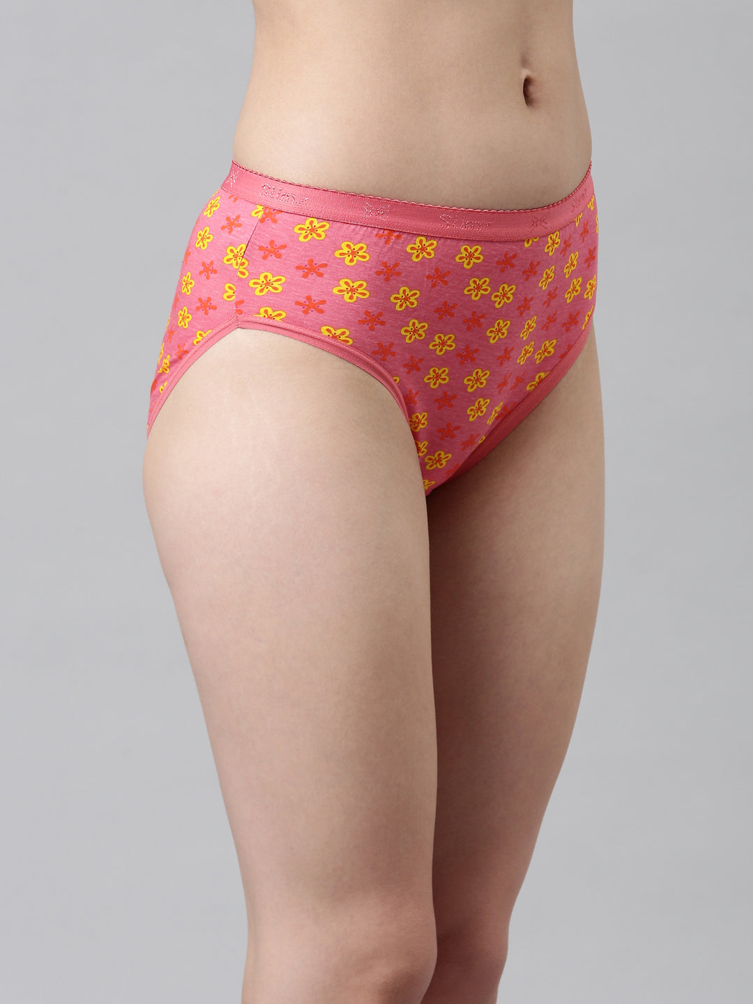 SLIMZ Women Mid Rise Elastic Printed Panty Pack of 6