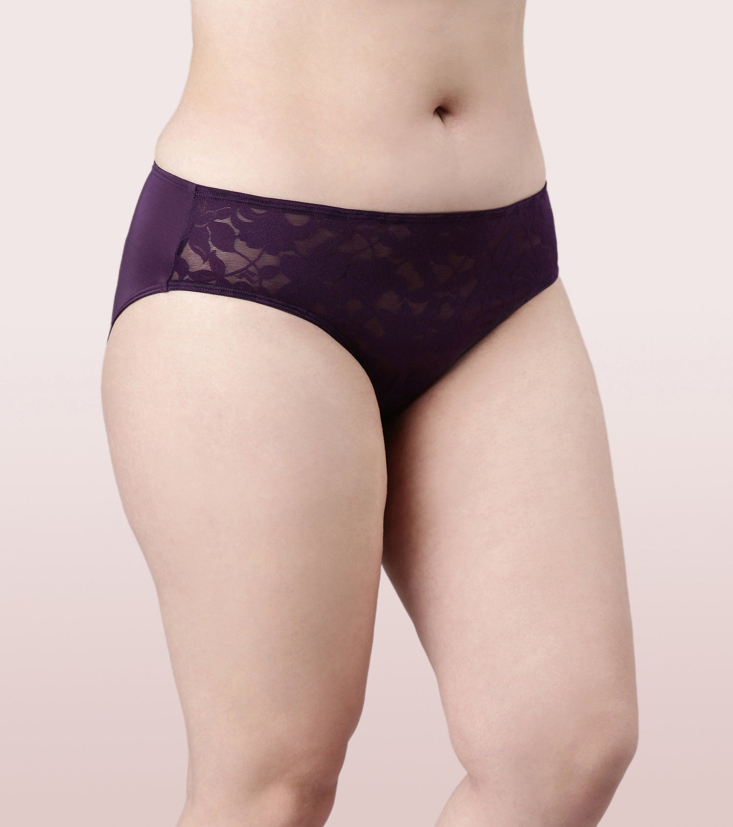 Enamor Mid Waist Hipster Co-Ordinate Panty For Women | Soft Tulle Fabric  With Floral Lace At The Front | P122 - Rosette / M