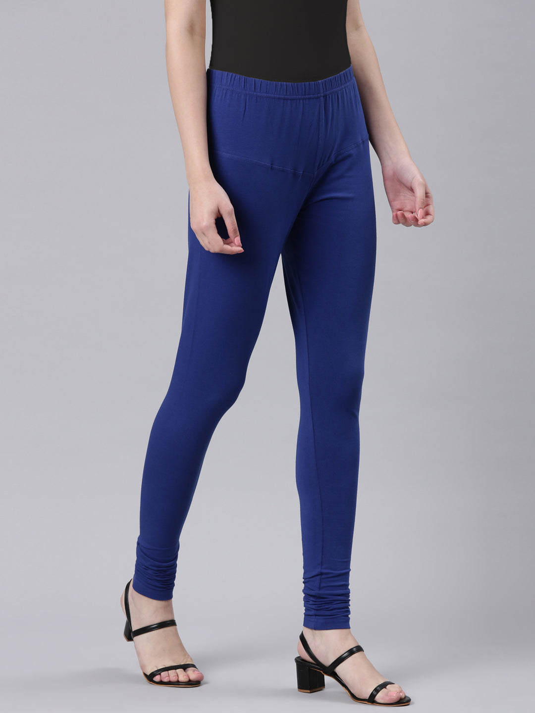 DIXCY SCOTT Slimz Dark Blue Solid Churidar Length Leggings