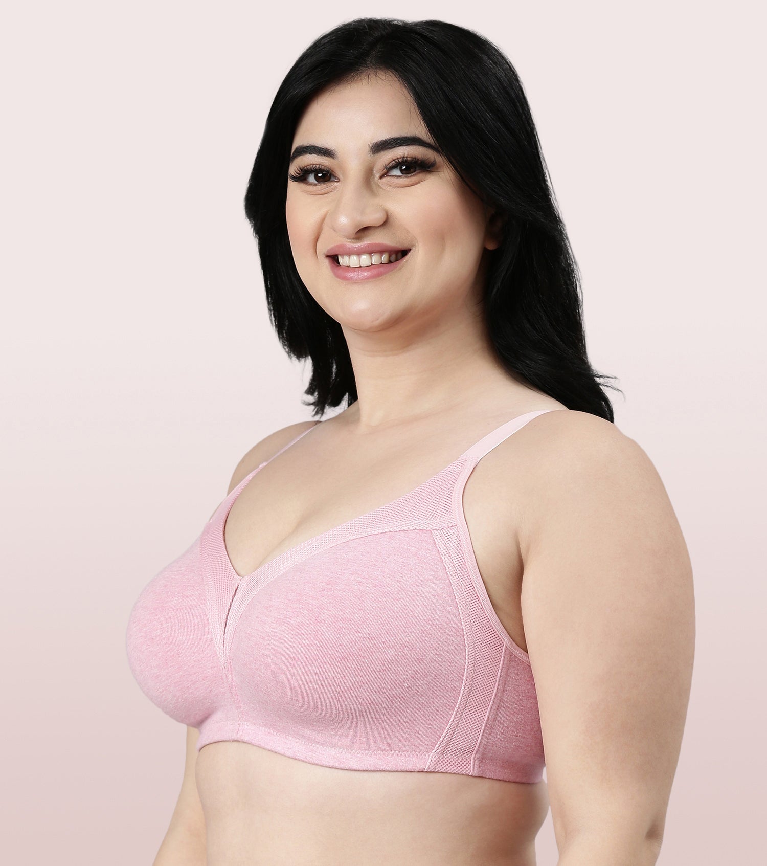 Enamor M-FrameJiggle Control Full Support Stretch Cotton Bra For Women - Non-Padded, Non-Wired Bra With Cooling Cotton Fabric | Orchid Melange | AB75