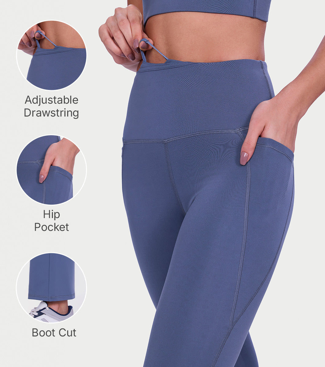 パンツ Amor Enamor High Rise Full Length Pull on Boot Cut Active Pant For Women -
