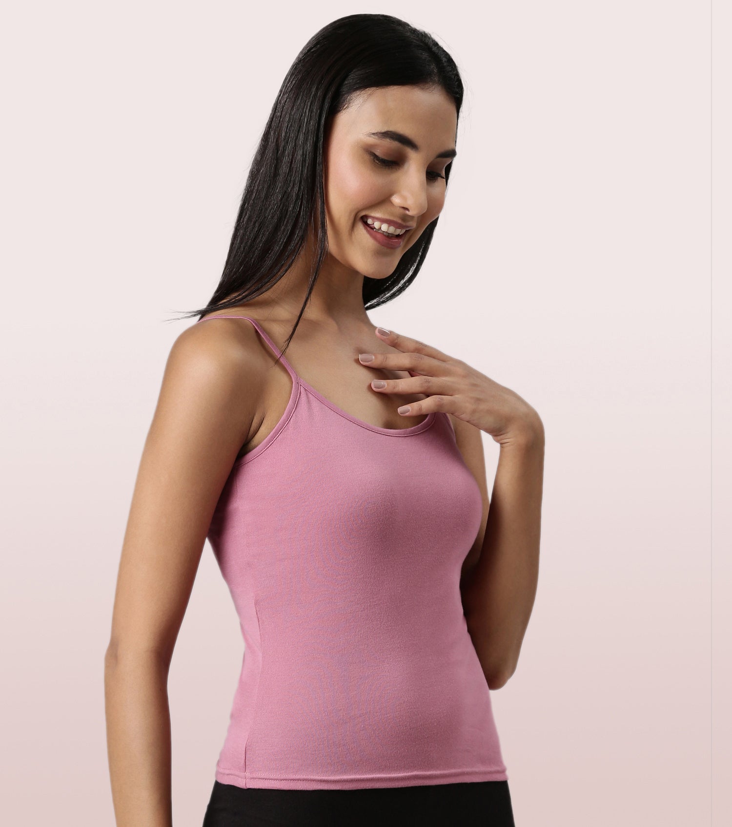 "Enamor E016  Flat Back Slim Fit Rib Camisole With Regular Length Regular Length"