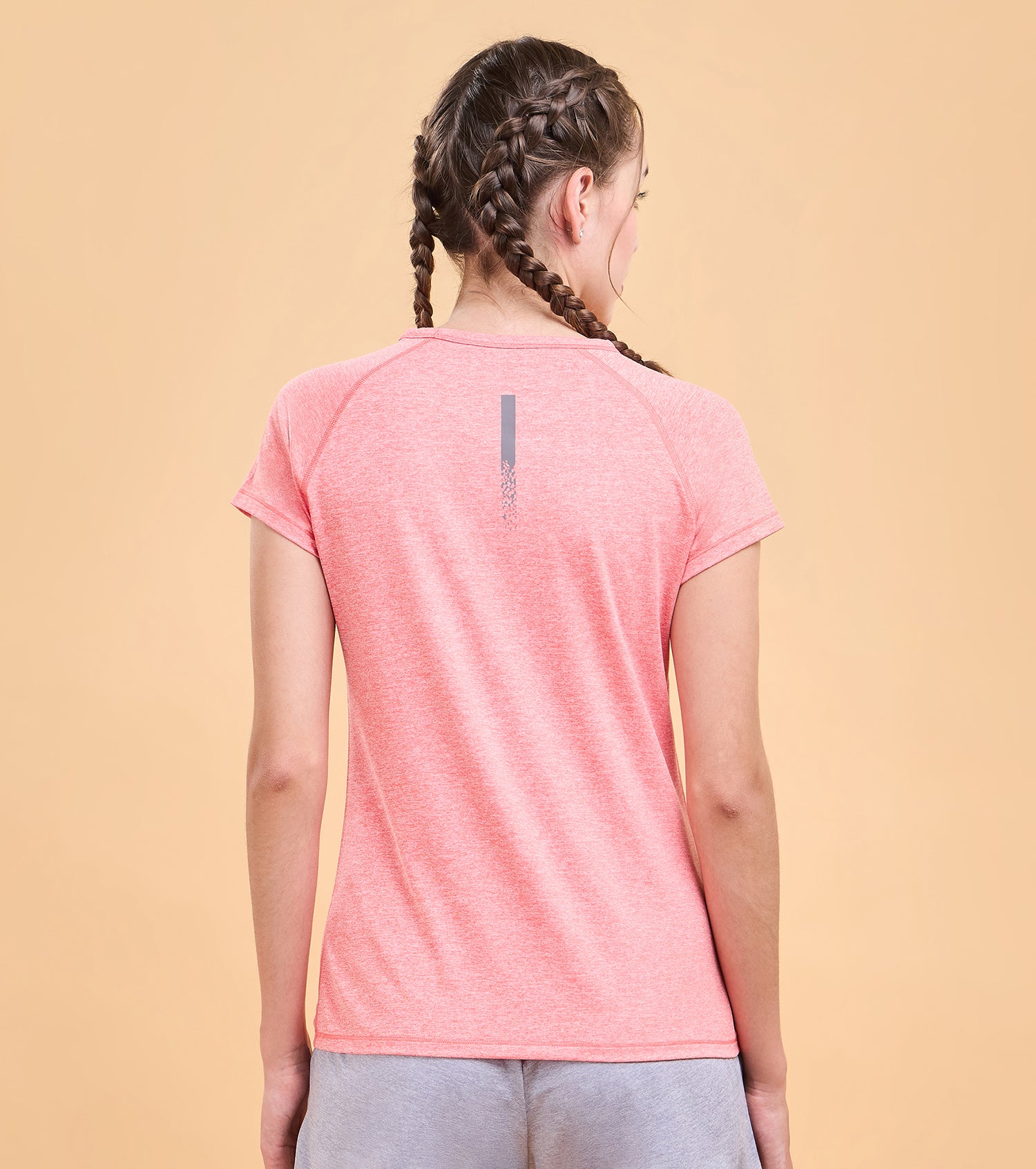 Enamor Athleisure Womens E089-Short Sleeve Scoop Neck Slim Active Graphic Tee