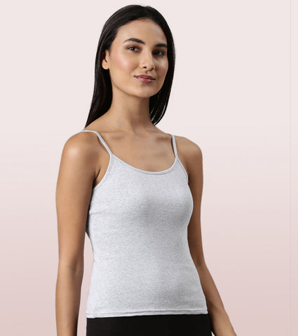 "Enamor E016  Flat Back Slim Fit Rib Camisole With Regular Length Regular Length"