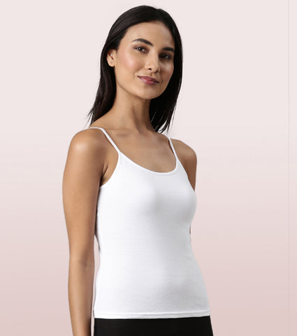 "Enamor E016  Flat Back Slim Fit Rib Camisole With Regular Length Regular Length"