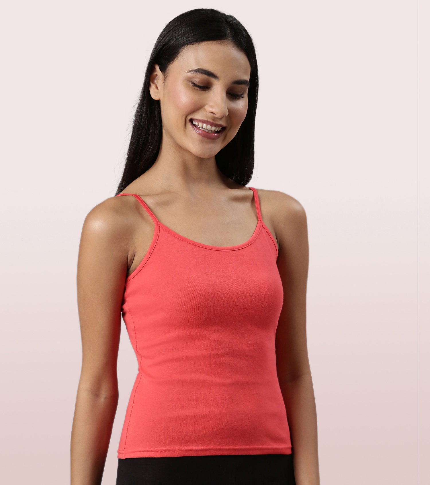 "Enamor E016  Flat Back Slim Fit Rib Camisole With Regular Length Regular Length"