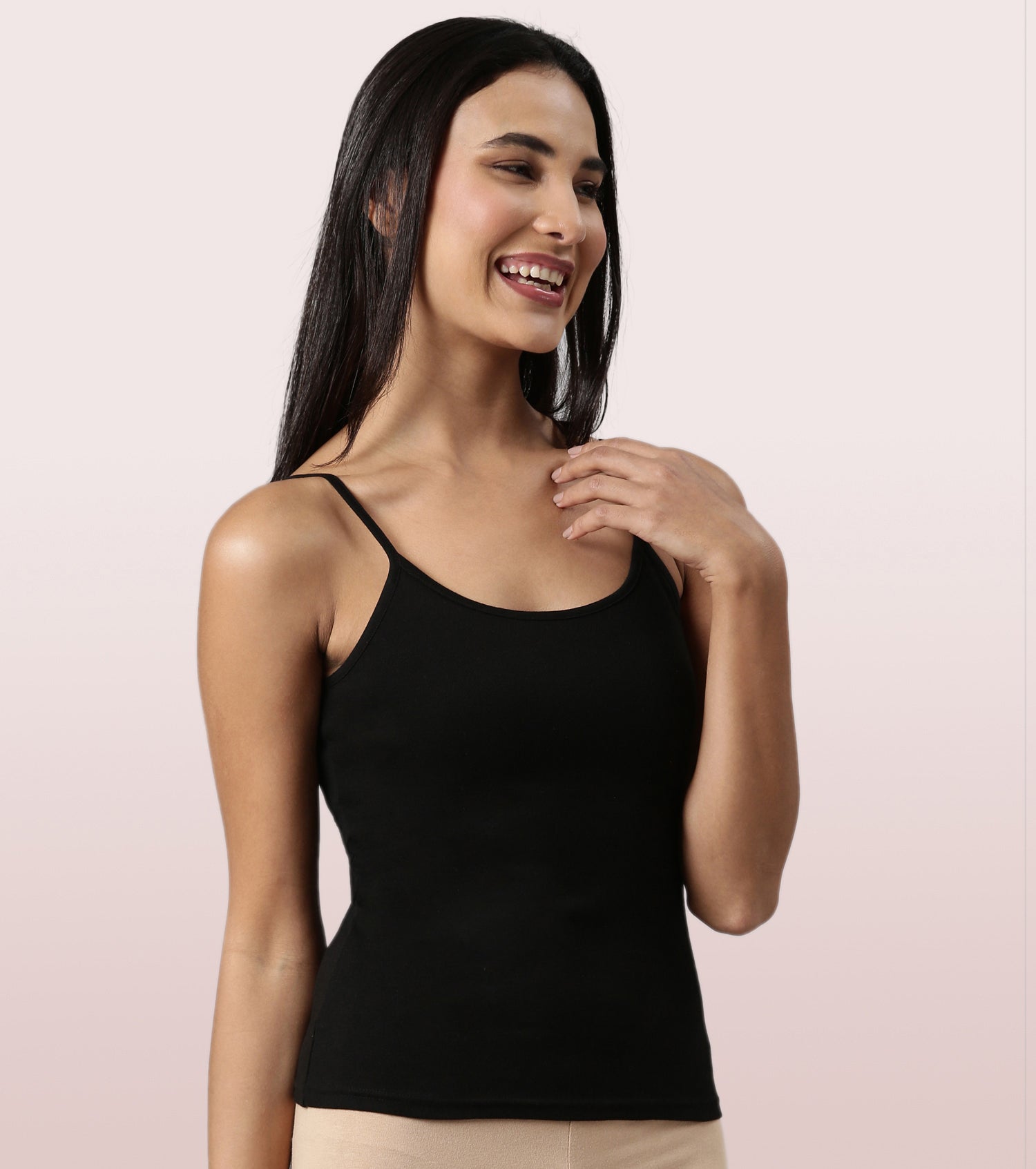 "Enamor E016  Flat Back Slim Fit Rib Camisole With Regular Length Regular Length"