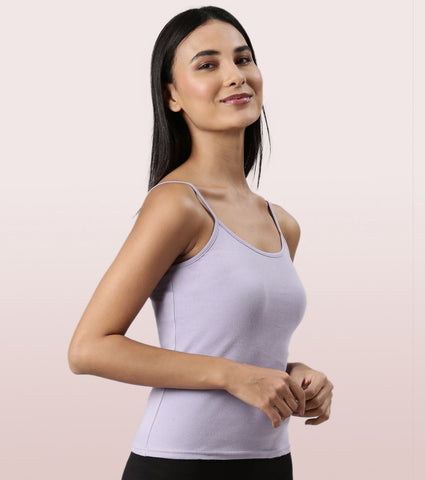 "Enamor E016  Flat Back Slim Fit Rib Camisole With Regular Length Regular Length"